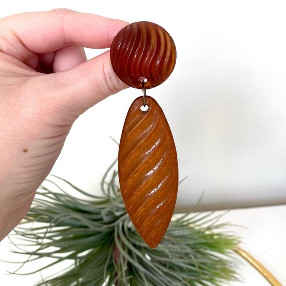 Amazing Vintage Brown Statement Earrings - Picture 7 of 8